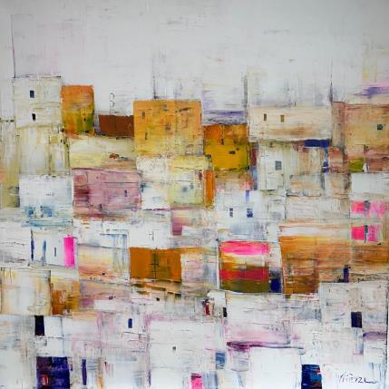 Gemälde La ville rose et jaune von Fièvre Véronique | Gemälde Figurativ Acryl