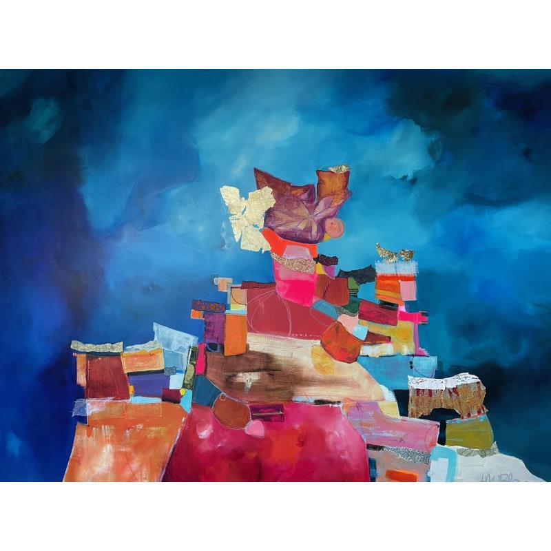 Gemälde Fleur sacrée von Lau Blou | Gemälde Abstrakt Pappe Acryl Collage