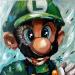 Painting Luigi by Caizergues Noël  | Painting Pop-art Cinema Pop icons Child Acrylic Gluing