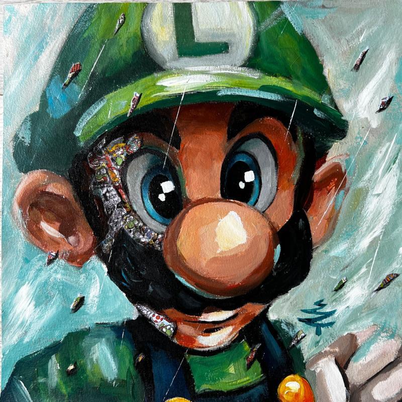 Painting Luigi by Caizergues Noël  | Painting Pop-art Cinema Pop icons Child Acrylic Gluing