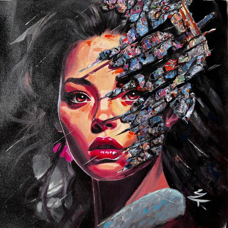 Peinture Mulan par Caizergues Noël  | Tableau Pop-art Cinéma Icones Pop Enfant Acrylique Collage