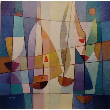 Peinture Toutes voiles dehors AN 152 par Burgi Roger | Tableau Figuratif Acrylique Marine