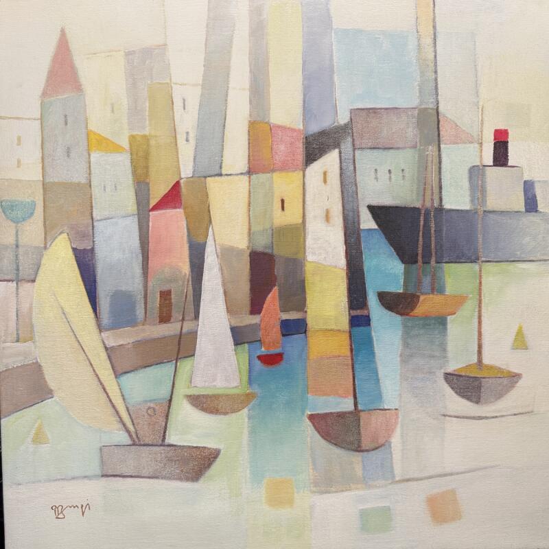 Painting Le paquebot AN 156 by Burgi Roger | Painting Figurative Acrylic