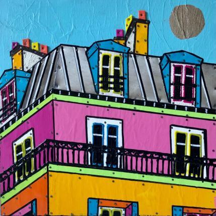Painting Vive la vie ! by Lovisa | Painting Figurative Acrylic, Gluing, Posca, Silver leaf, Upcycling Urban