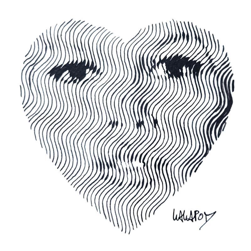 Peinture Cœur Bardot noir par Wawapod | Tableau Pop-art Icones Pop Acrylique Posca