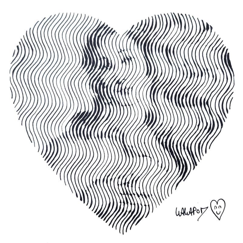 Peinture Cœur botticelli noir par Wawapod | Tableau Pop-art Icones Pop Acrylique Posca