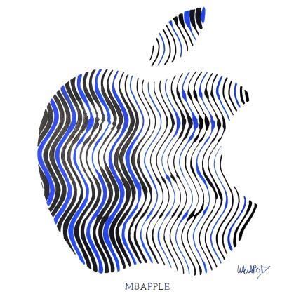Peinture Mbapple bleu noir  par Wawapod | Tableau Pop-art Acrylique, Posca Icones Pop