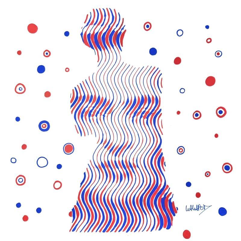 Painting Vénus de Frida bleu rouge  by Wawapod | Painting Pop-art Pop icons Acrylic Posca