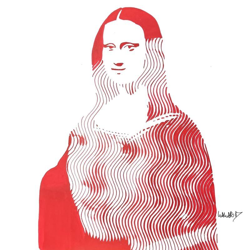 Painting Joconde x Vermeer rouge by Wawapod | Painting Pop-art Pop icons Acrylic Posca