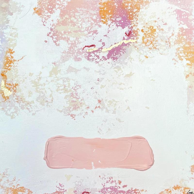 Peinture Les flammes du ciel par Luz Alexandra | Tableau Abstrait Minimaliste Acrylique Pastel Feuille d'or