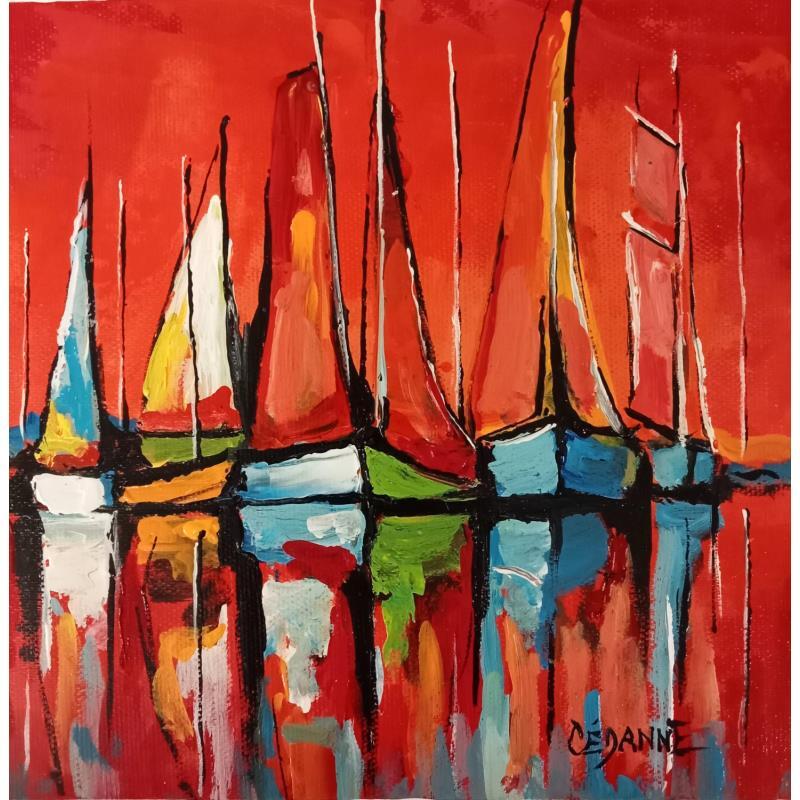 Peinture Coucher de soleil près de Nice par Cédanne | Tableau Figuratif Paysages Huile