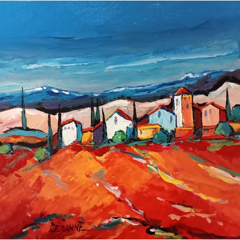 Painting La chaîne des Alpilles by Cédanne | Painting Figurative Landscapes Oil