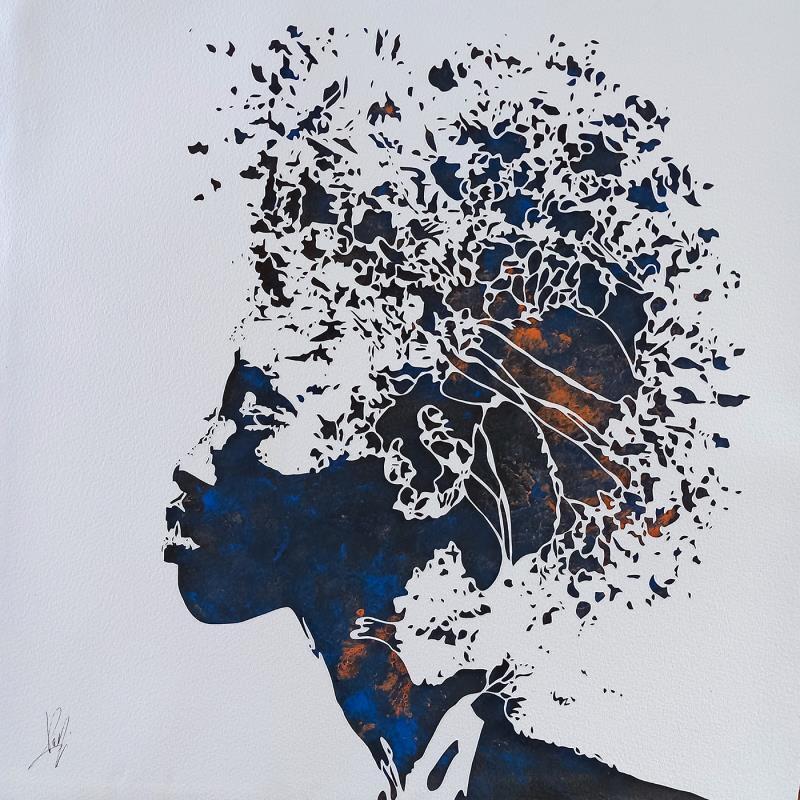 Pintura MESMERIC por Louafi Valentine | Pintura Figurativo Retrato Minimalista Papel