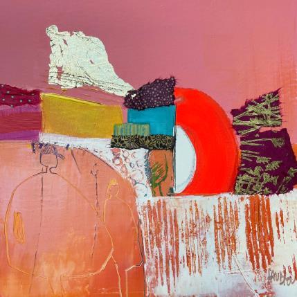 Peinture La rencontre des garçons par Lau Blou | Tableau Abstrait Acrylique, Carton, Collage, Feuille d'or Scènes de vie