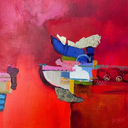 Peinture Sortie du port St Louis par Lau Blou | Tableau Abstrait Acrylique, Carton, Collage, Feuille d'or Paysages