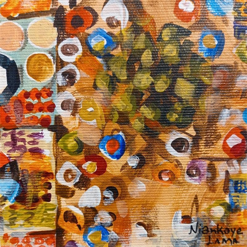 Peinture Place du marché 3 par Lama Niankoye | Tableau Figuratif Scènes de vie Acrylique