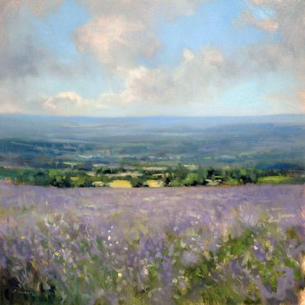 Painting Lavande en Drôme provençale by Giroud Pascal | Painting Figurative Oil Landscapes