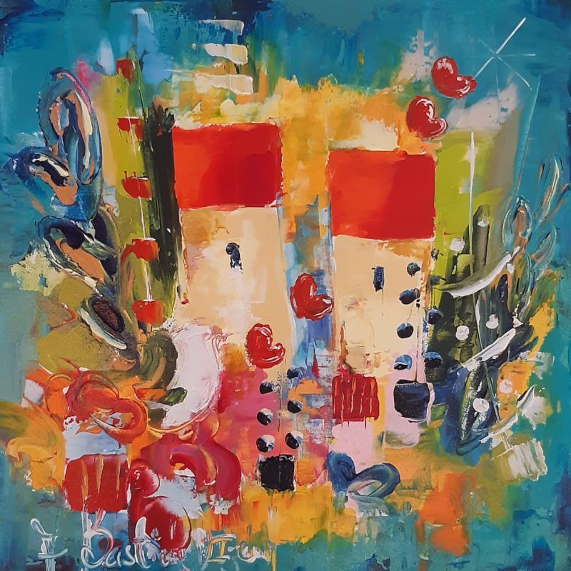 Peinture MIAMI par Bastide d´Izard Armelle | Tableau Abstrait Paysages Architecture Huile