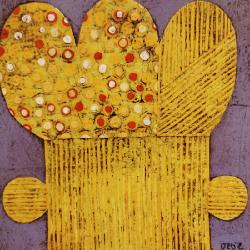 Gemälde Flower 10 von Ortiz Gustavo | Gemälde Art brut Acryl Collage