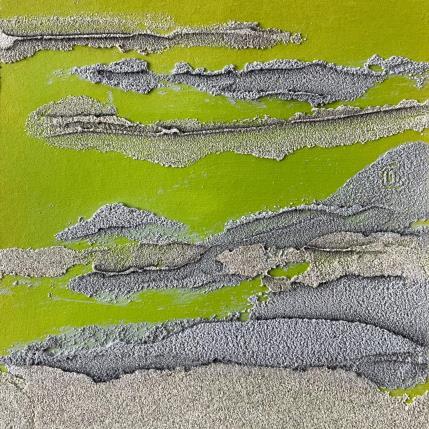 Peinture Carré Grain de Sable Vert par CMalou | Tableau Matiérisme Sable Minimaliste