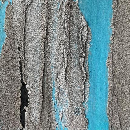 Peinture Carré Turquoise II par CMalou | Tableau Matiérisme Sable Minimaliste