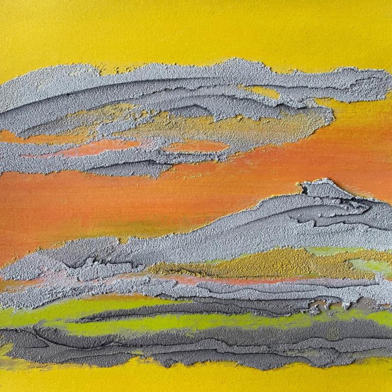 Peinture Carré Couleur XI par CMalou | Tableau Matiérisme Minimaliste Sable