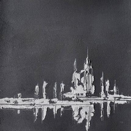 Peinture Carré d'Ailleurs par CMalou | Tableau Matiérisme Sable Minimaliste