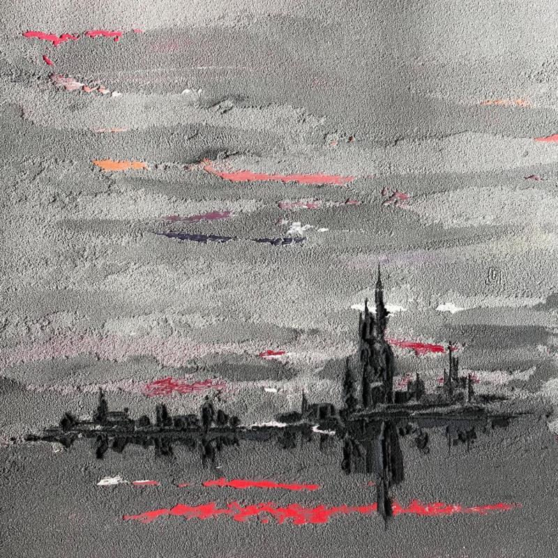 Peinture Carré d'Instant II par CMalou | Tableau Matiérisme Minimaliste Sable