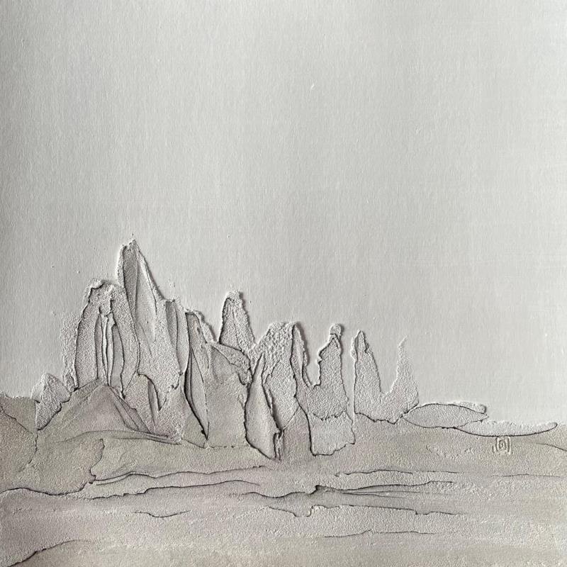 Peinture Carré Grain de Sable Blanc par CMalou | Tableau Matiérisme Minimaliste Sable