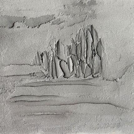 Peinture Carré Lointain II par CMalou | Tableau Matiérisme Sable Minimaliste