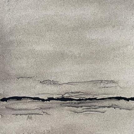Peinture Carré Regard II par CMalou | Tableau Matiérisme Sable Minimaliste
