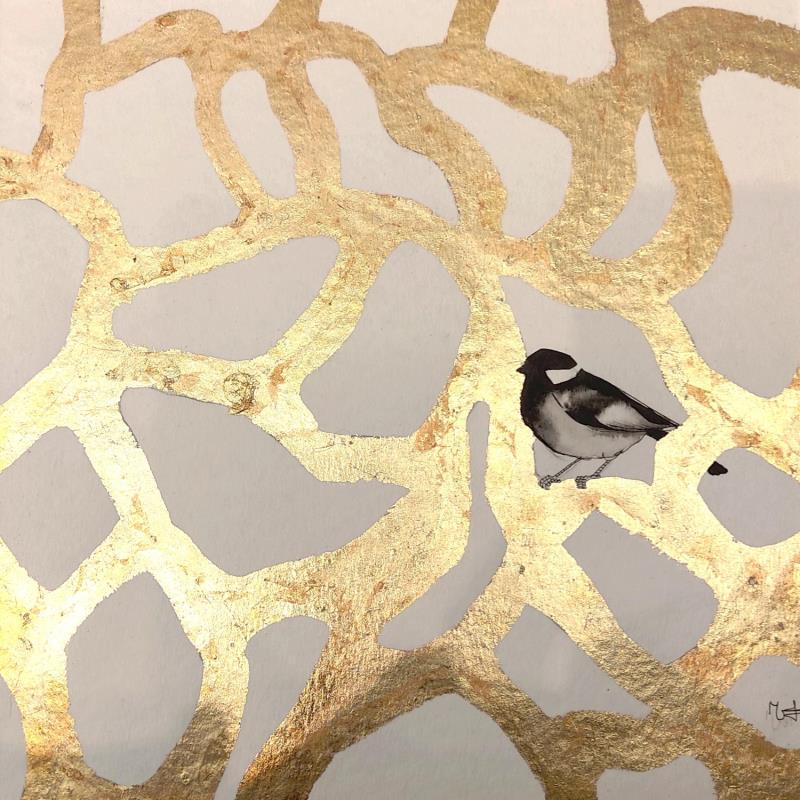 Peinture Musée en or par Mü | Tableau Figuratif Minimaliste Encre Feuille d'or