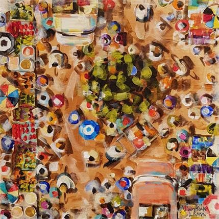 Peinture Place du marché  1 par Lama Niankoye | Tableau Figuratif Acrylique Scènes de vie