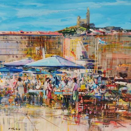 Peinture Il est frais mon poisson !  par Frédéric Thiery | Tableau Figuratif Acrylique Marine, Paysages, Scènes de vie