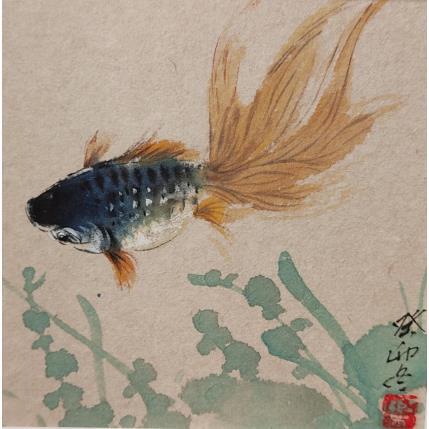Gemälde Goldfish von Yu Huan Huan | Gemälde Figurativ Tinte Tiere