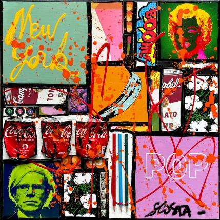 Painting POP NY by Costa Sophie | Painting Pop-art Acrylic, Gluing, Upcycling Pop icons