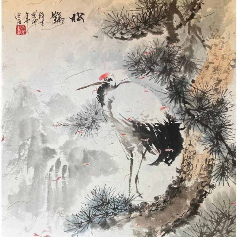 Peinture Crane par Yu Huan Huan | Tableau Figuratif Paysages Encre