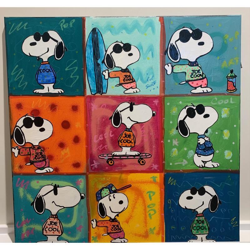Pintura Snoopy cool by 9 por Kikayou | Pintura Pop art Graffiti Acrílico Collage