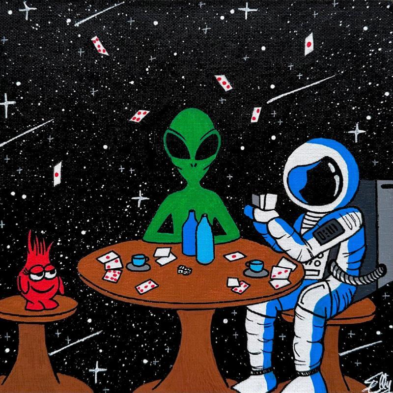 Gemälde Une partie de cartes von Elly | Gemälde Pop-Art Alltagsszenen Acryl Posca