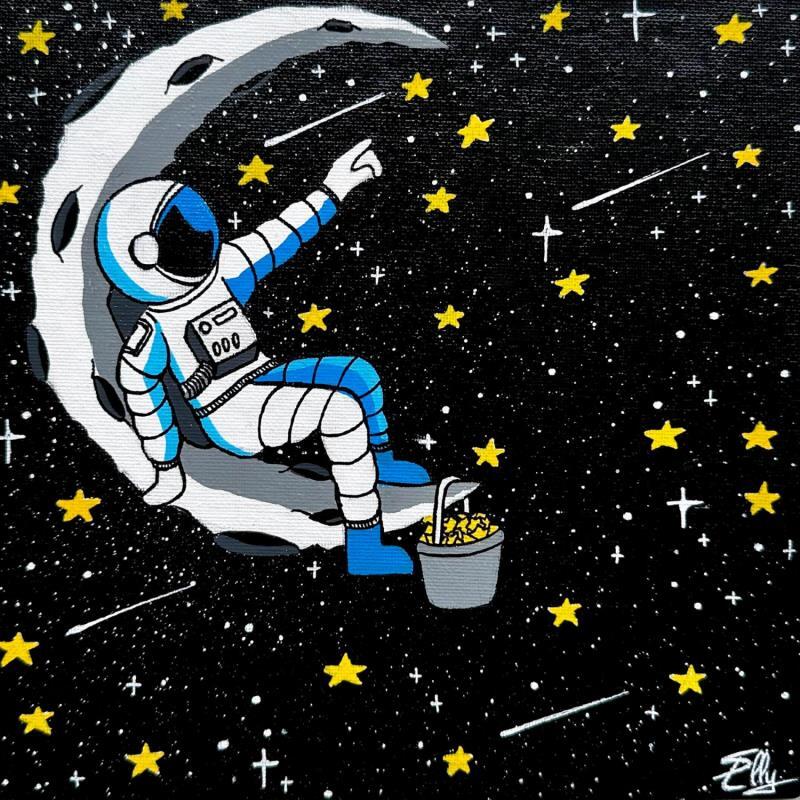 Gemälde Compter les étoiles von Elly | Gemälde Pop-Art Landschaften Acryl Posca