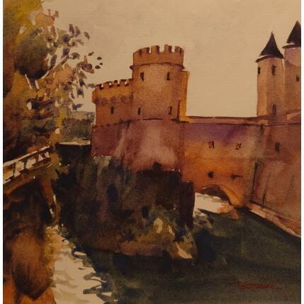 Gemälde Au pied de la tour  von Seruch Capouillez Isabelle | Gemälde Figurativ Aquarell Urban