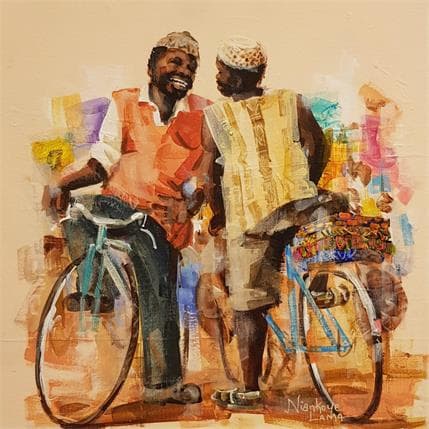 Peinture La rencontre amicale par Lama Niankoye | Tableau Figuratif Acrylique Scènes de vie