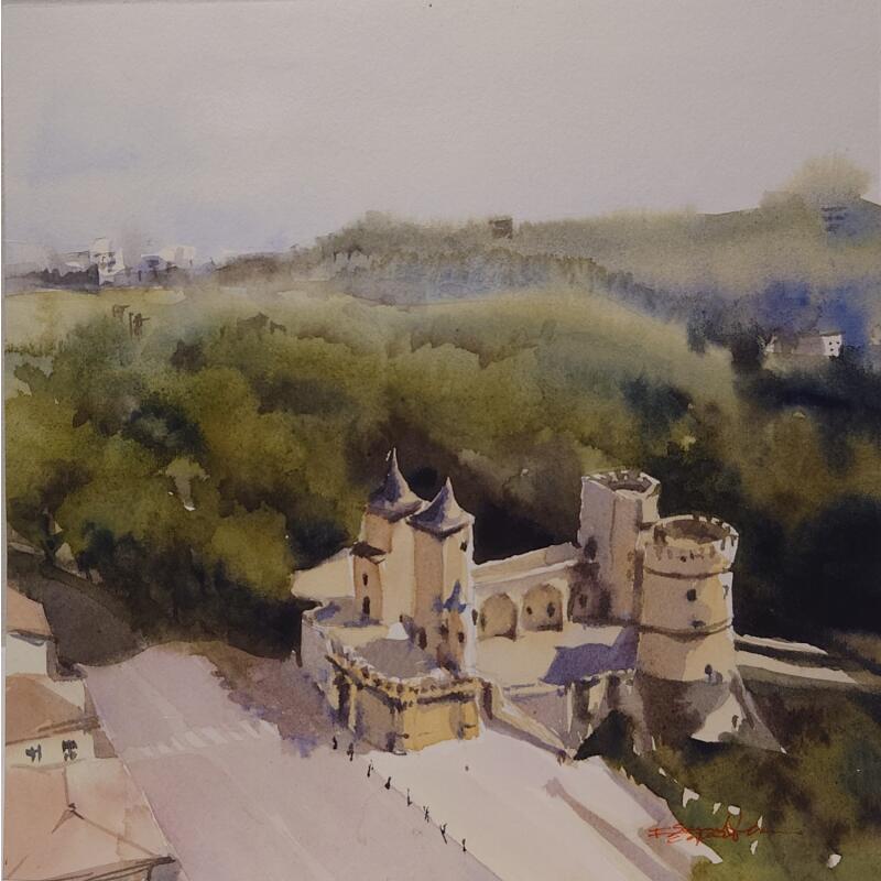 Gemälde En prenant de la hauteur von Seruch Capouillez Isabelle | Gemälde Figurativ Urban Aquarell