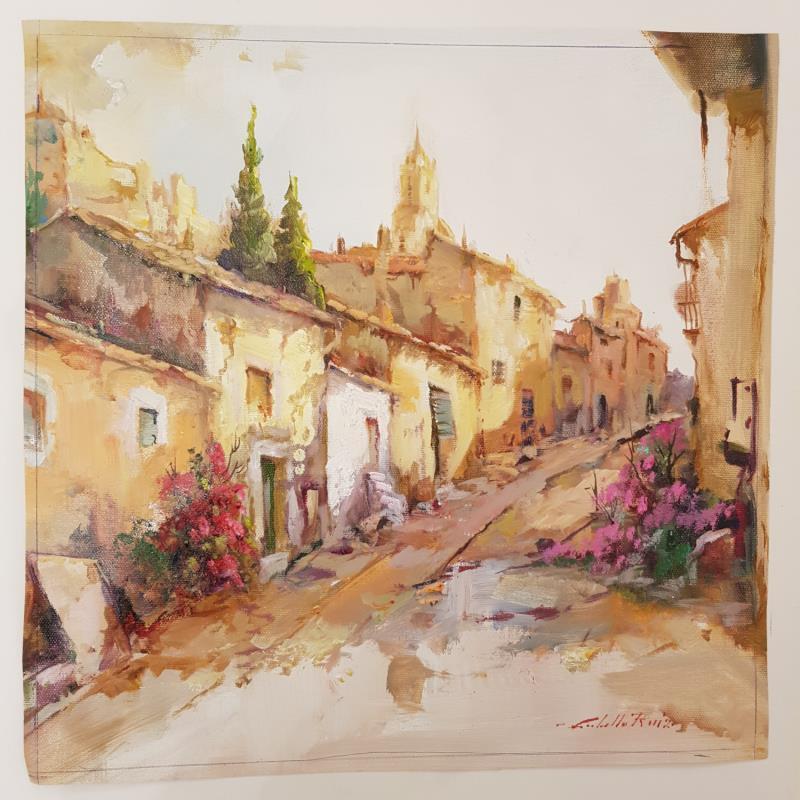 Pintura Calle de la Alcarria por Cabello Ruiz Jose | Pintura Figurativo Arquitectura Aceite