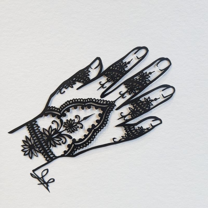 Painting Henné by Atalanta Vanessa | Painting Black & White Cardboard Paper