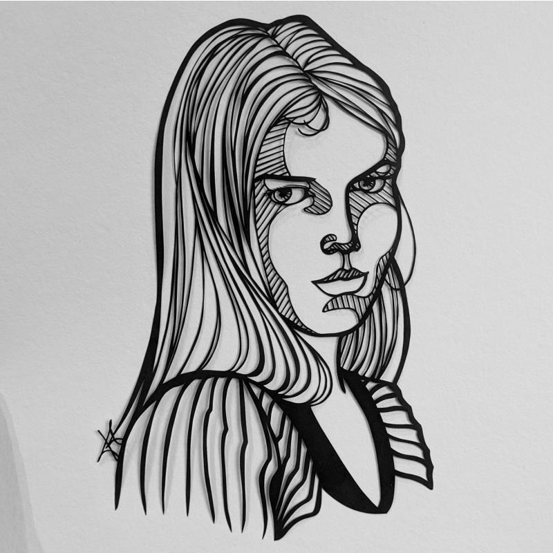 Painting Polina by Atalanta Vanessa | Painting Portrait Black & White Paper