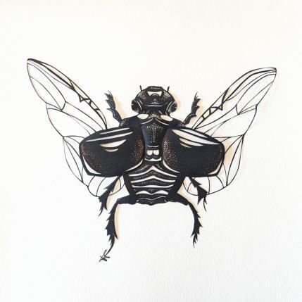 Peinture Bousier par Atalanta Vanessa | Tableau  Papier Animaux, Nature, Noir & blanc