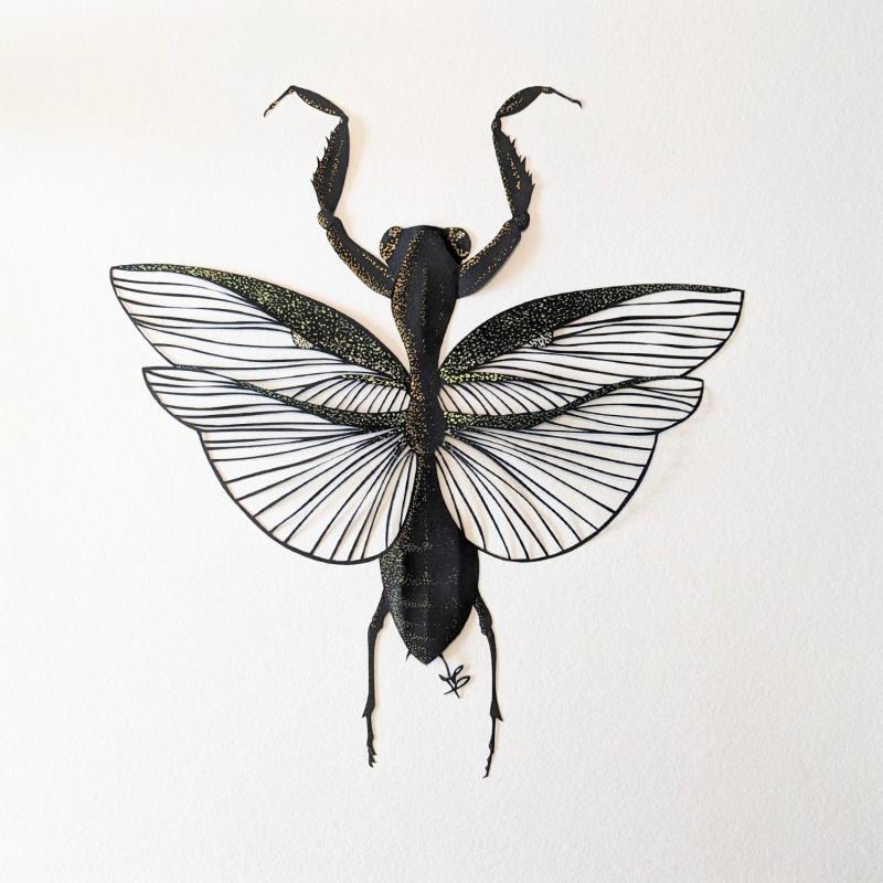 Peinture Mante religieuse par Atalanta Vanessa | Tableau Nature Animaux Natures mortes Papier