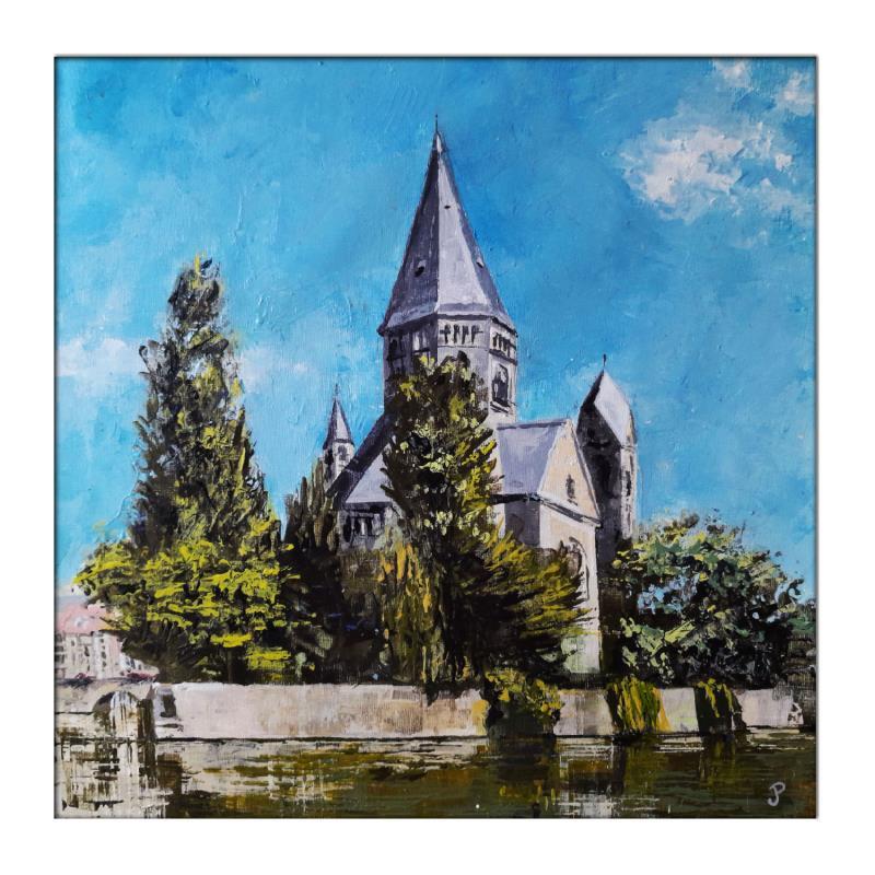 Painting Le temple de Metz by Poumès Jérôme | Painting Figurative Urban Acrylic