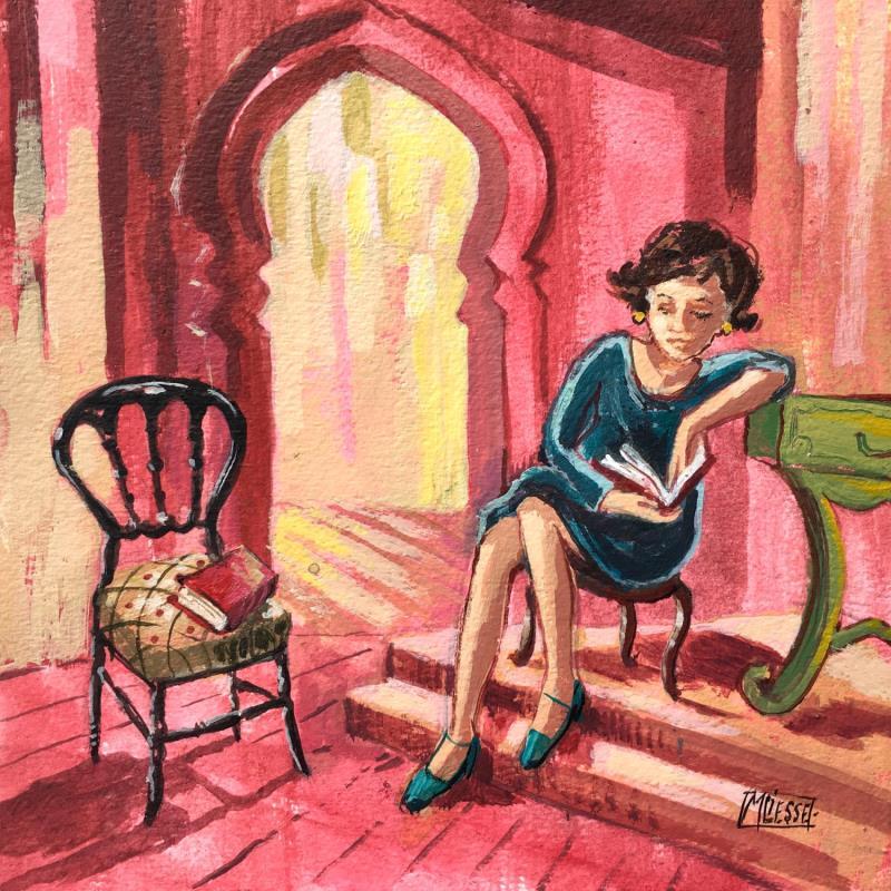 Peinture Lecture Orientale par Bertre Flandrin Marie-Liesse | Tableau Figuratif Portraits Scènes de vie Acrylique Collage